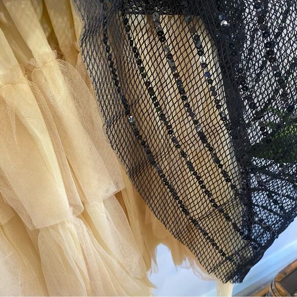 RED Valentino Sequin Mesh Tulle Mini Dress Black Nude IT 44 US 8 Party Glam - Picture 6 of 10